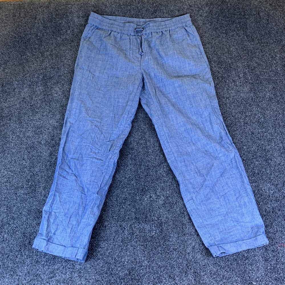 J.Crew Pants Womens 6 Blue Good Chambray Cotton Drawstring Straight Leg Casual